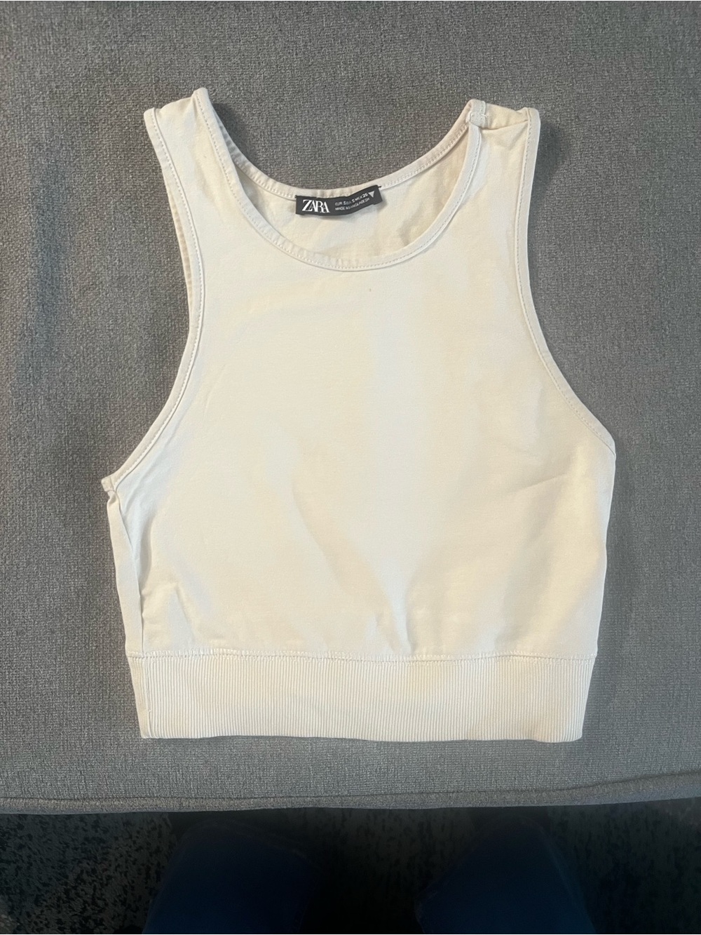 ZARA  NWOT Cream Ribbed Crop Tank Top